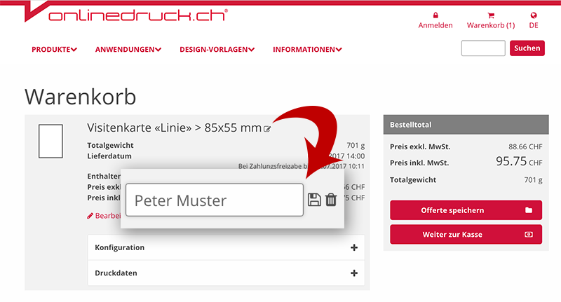 onlinedruck.ch Produktereferenz